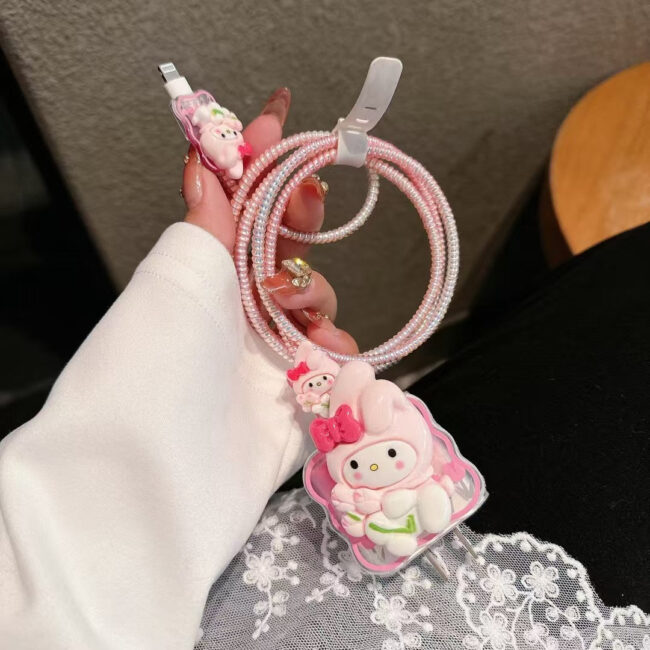 Cute Girl Silicon Charger Case For iPhone