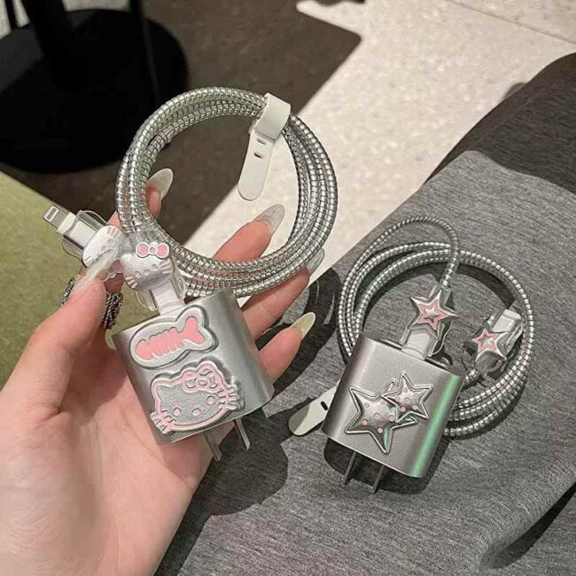 Kitty And Star Silicon iPhone Charger Case