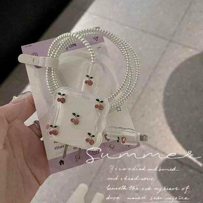 Cherry Pattern Silicon iPhone Charger Case