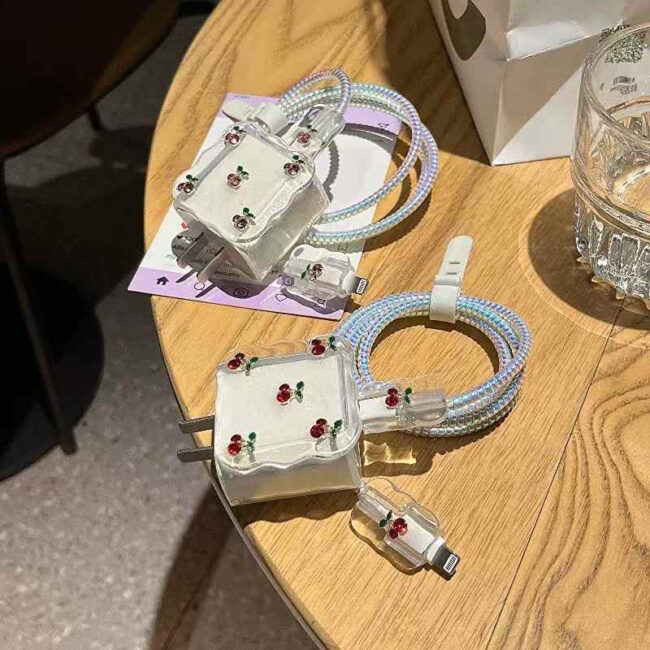 Cherry Pattern Silicon iPhone Charger Case